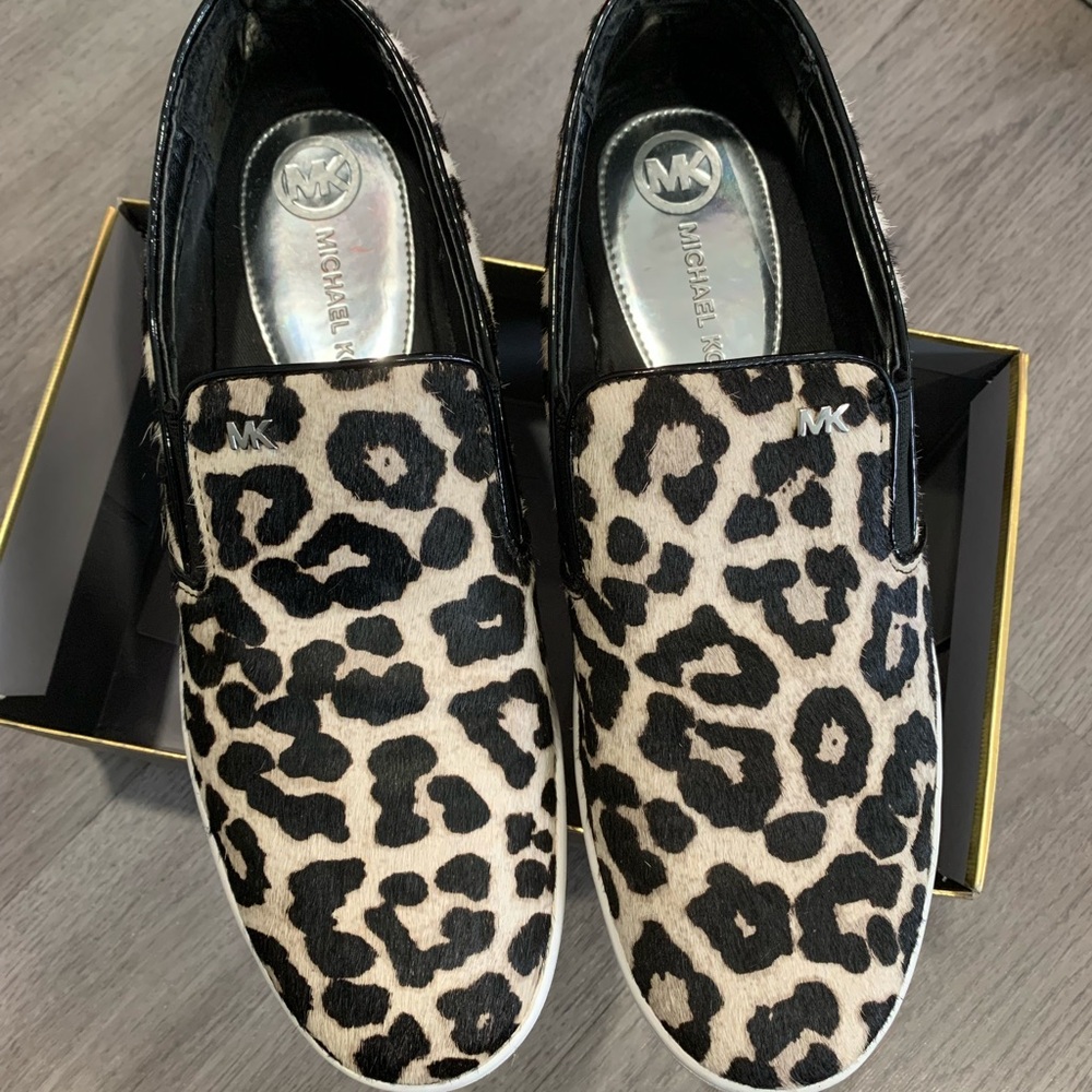 Michael Kors Black and Cream Leopard Sneakers